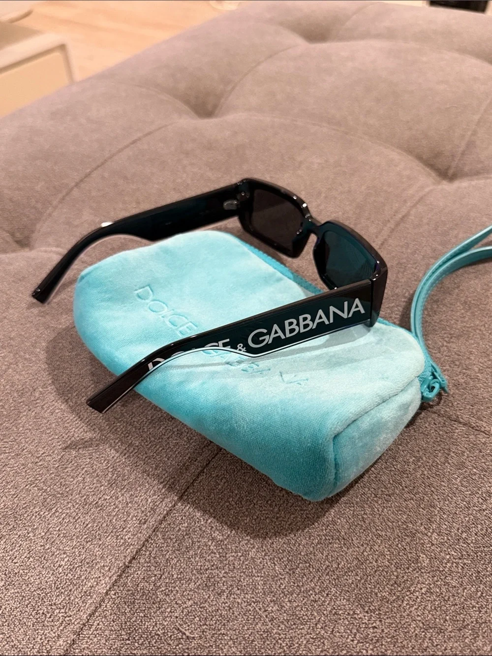 Dolce & Gabbana Black Sunglasses with Turquoise Case